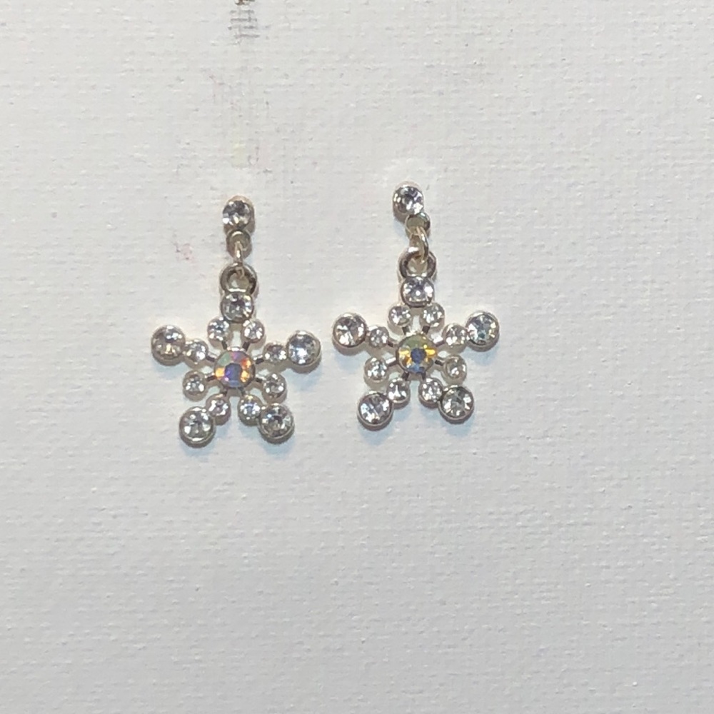 Snowflake post dangle earrings